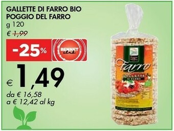 Bennet Poggio del farro Gallette Sottilissime Di Farro Bio 120 G(ml) offerta