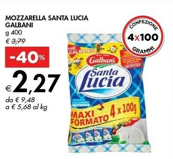 Bennet Galbani Mozzarella Santa Lucia 400 G(ml) offerta