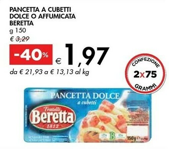 Bennet Fratelli Beretta - Pancetta Affumicata A Cubetti 150 G(ml) offerta
