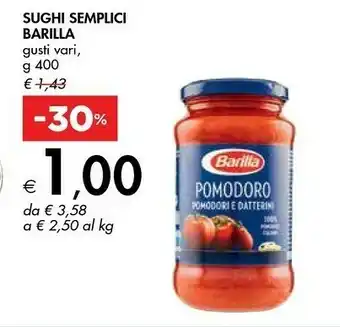 Bennet Barilla Sughi Semplici Pomodori E Datterini offerta