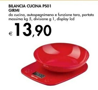Bennet Girmi PS01 Bilancia Da Cucina Elettronica Rosso Superficie Piana Rotondo offerta