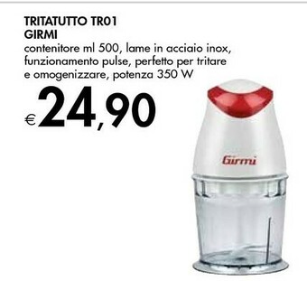 Bennet Girmi TR01 Tritaverdure Elettrico 0,5 L Rosso, Trasparente, Bianco 350 W offerta