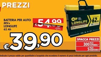 Bennet Longlife Batteria Per Auto Mv+ offerta