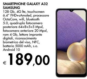 Bennet Samsung Galaxy A32 128GB Display 6.4” FHD+ Super AMOLED Awesome Black offerta