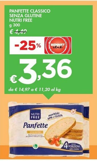Bennet Nutri free Panfette Classico Senza Glutine offerta