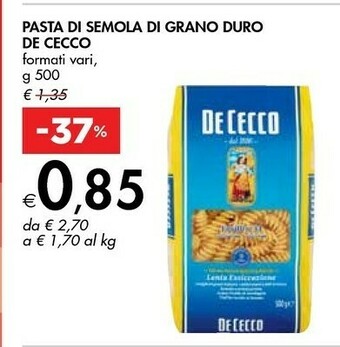 Bennet De Cecco Pasta Di Semola Di Grano Duro offerta