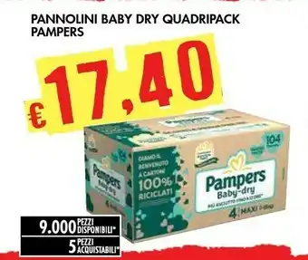 Bennet Pampers Pannolini Baby Dry Quadripack offerta