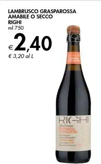 Bennet Righi Lambrusco Grasparossa Amabile O Secco offerta