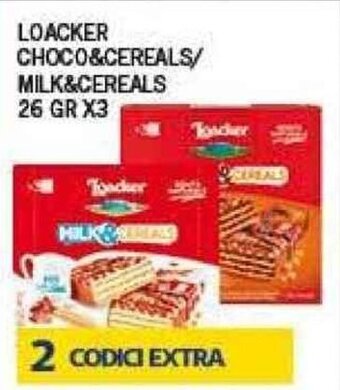 Supermercato Pollio LOACKER CHOCO&CEREALS/ MILK&CEREALS 26 GR X3 offerta