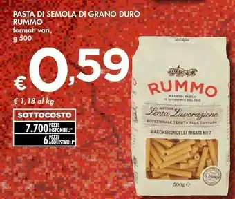 Bennet Rummo Maccheroncelli Rigati N. 7 500 G(ml) offerta