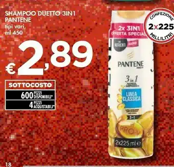 Bennet Pantene Shampoo Duetto 3 In 1 offerta