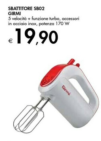 Bennet Girmi SB02 Sbattitore Manuale Rosso 170 W offerta