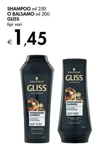 Bennet Schwarzkopf Shampoo O Balsamo Gliss offerta