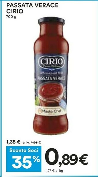 Coop Cirio La Verace Passata 700 G(ml) offerta