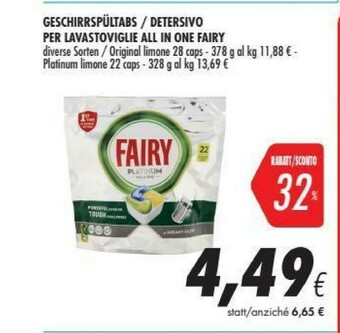 Coop Fairy Detersivo Per Lavastoviglie All In One offerta