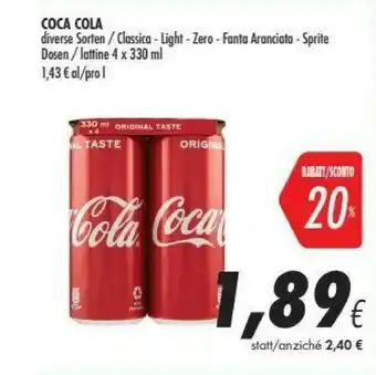 Coop Coca-Cola - Coca-Cola Zero 330 G(ml) offerta