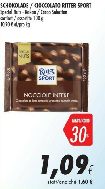 Coop Ritter sport Cioccolato offerta