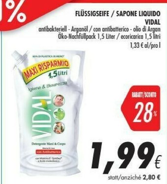 Coop Vidal Sapone liquido offerta