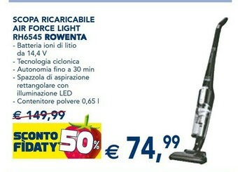 Rowenta Air Force Light RH6545 Scopa Elettrica Senza Sacchetto Nero 0,65 L