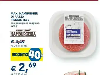Esselunga Parmigiano Reggiano Maxi Hamburger Di Razza Piemontese offerta