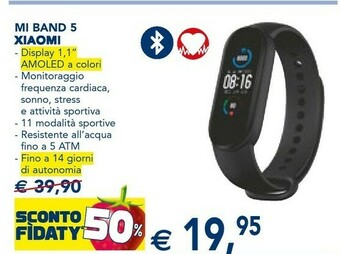 Esselunga Xiaomi Mi Band 5 Black AMOLED 2,79 Cm (1.1") Braccialetto Per Rilevamento Di Attività Nero offerta
