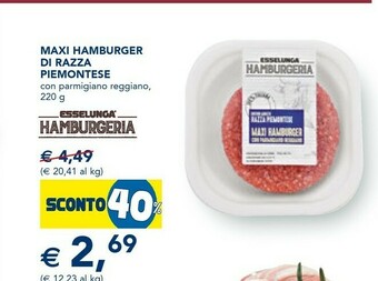 Esselunga Parmigiano Reggiano Maxi Hamburger Di Razza Piemontese offerta