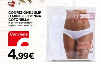 Ipercoop CONFEZIONE 2 SLIP O MINI SLIP DONNA COTONELLA offerta