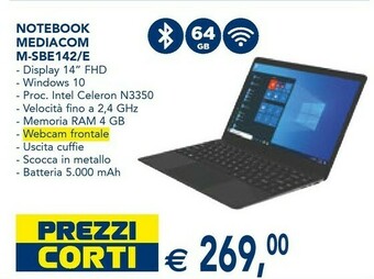 Mediacom M-SB146 Notebook/portatile Computer Portatile Nero, Argento 35,6 Cm (14") 1920 X 1080 Pixel Intel® Celeron® 4 GB LPD