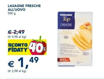 Esselunga Esselunga - Top Lasagne Pasta Fresca All'Uovo 500 G(ml) offerta
