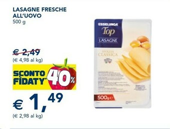 Esselunga Esselunga - Top Lasagne Pasta Fresca All'Uovo 500 G(ml) offerta