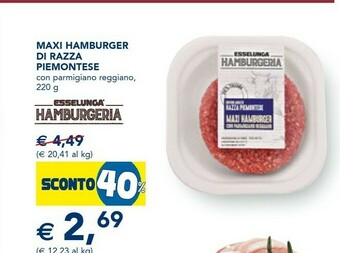 Esselunga Parmigiano Reggiano Maxi Hamburger Di Razza Piemontese offerta
