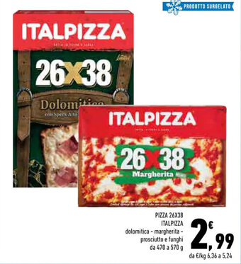 Conad Margherita PIZZA 26X38 ITALPIZZA 470 a 570 g offerta