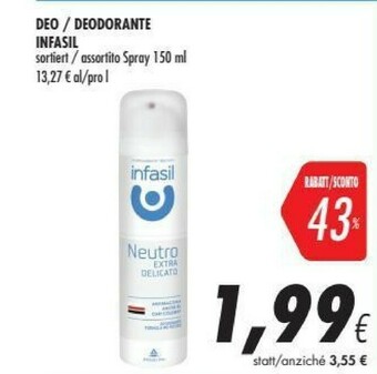 Coop Infasil Deodorante offerta