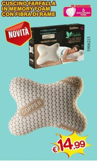 Satur Galileo Cuscino Farfalla In Memory Foam Con Fibra Di Rame 5906215 offerta