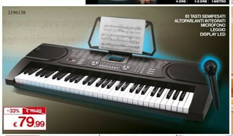 61 Tasti Semipesati Altoparlanti Integrati Microfono Leggio Display Led