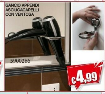 Satur Guancio Appendi Asciugacapelli Con Ventosa offerta