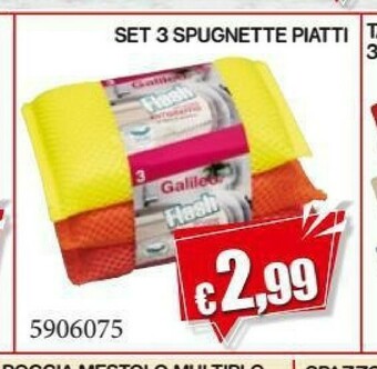 Satur Galileo Set 3 Spugnette Piatti Tappeto 38x51 Gallie Galile Flesh 5906075 offerta