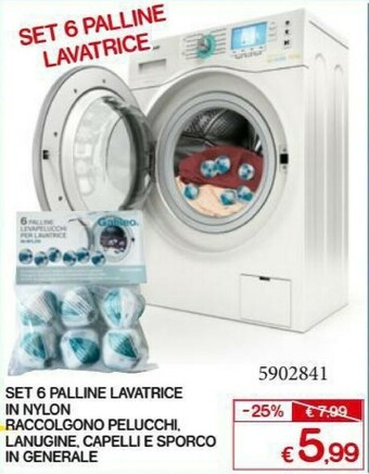 Set 6 Palline Lavatrice In Nylon