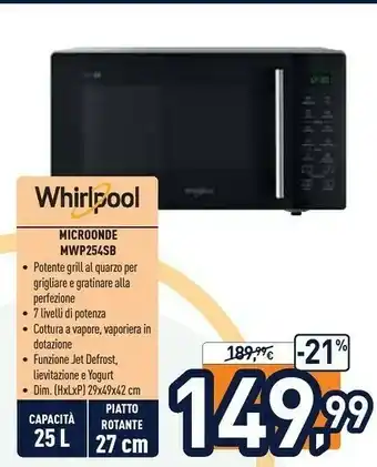 Unieuro Whirlpool Microonde offerta