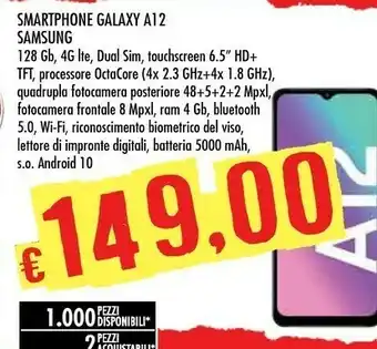 Bennet Samsung Galaxy A12 SM-A125FZBHMEA Smartphone 16,5 Cm (6.5") Doppia SIM 4G USB Tipo-C 4 GB 128 GB 5000 MAh Blu offerta