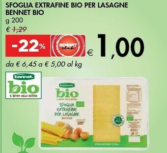 Bennet Sfoglia Extrafine Bio Per Lasagne offerta