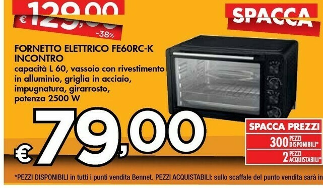 Incontro Fornetto Elettrico Fe60rc-k offerta di Bennet