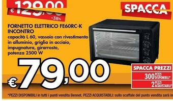 Bennet Incontro Fornetto Elettrico Fe60rc-k offerta