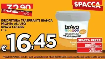 Bennet Bravo Idropittura Traspirante Bianca Pronta All'uso offerta