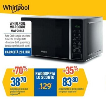 FreeShop WHIRLPOOL MICROONDE MWP 203 SB offerta