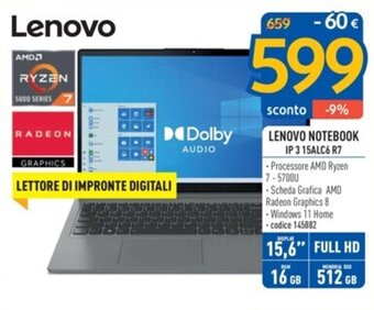 FreeShop LENOVO NOTEBOOK IP 3 15ALC6 R7 offerta