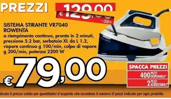 Bennet Rowenta Sistema Stirante Vr7040 offerta