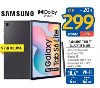 FreeShop SAMSUNG TABLET GALAXY TAB S6 LITE offerta