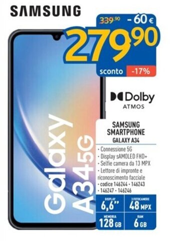 FreeShop SAMSUNG SMARTPHONE GALAXY A34 offerta