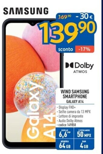 FreeShop WIND SAMSUNG SMARTPHONE GALAXY A14 offerta